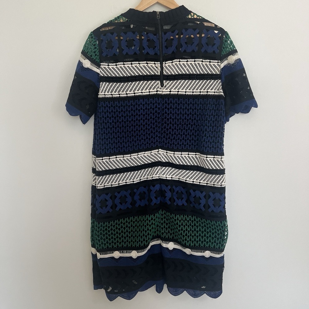 Sea New York crochet‎ dress size 10 Black/Blue/Green Contemporary Scalloped Hem - Picture 5 of 11